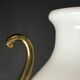 Venini Primavera in Murano, white opaline glass with gilded handles, bronze base.