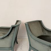 Pair Lounge Chairs in green velvet and lacquered wood, France, 1950