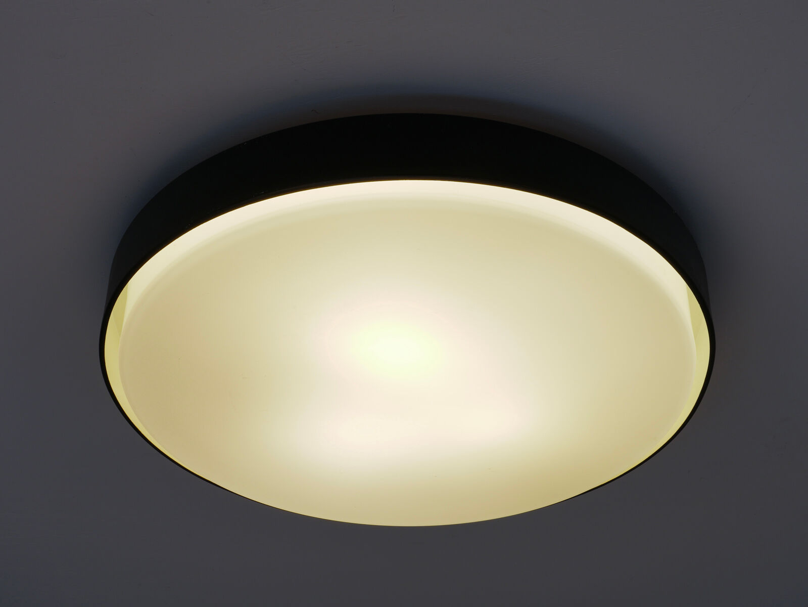 Large ceiling lamp in glass and metal circa 1960