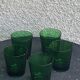 5 glasses in green glass with water or aperitif, made in italy, vintage