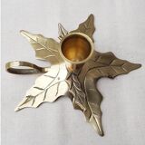 Brass holly candlestick