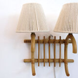 Sconce to 2 rattan fires, 1960/1970
