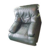English green leather armchair  1980
