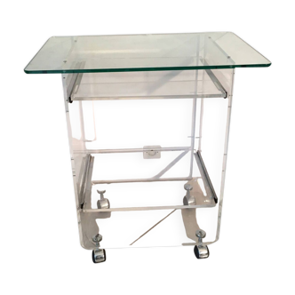 Table en plexiglass pouvant servir de console d'ordinateur ou de desserte