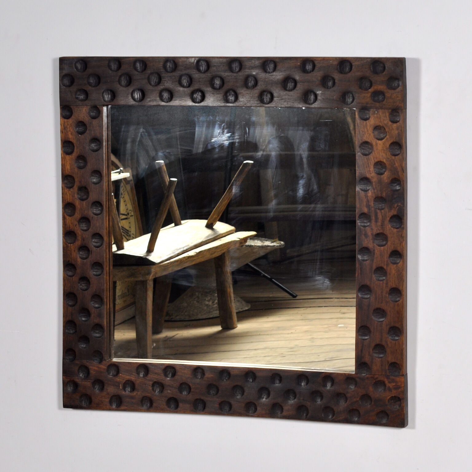 Oak brutalist mirror, 1970s