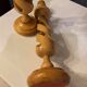 PAIR OF LEMON WOOD CANDLESTICKS CARVED INTO SPIRAL 1970s