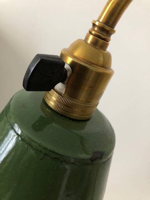 Old desk lamp, brass workshop