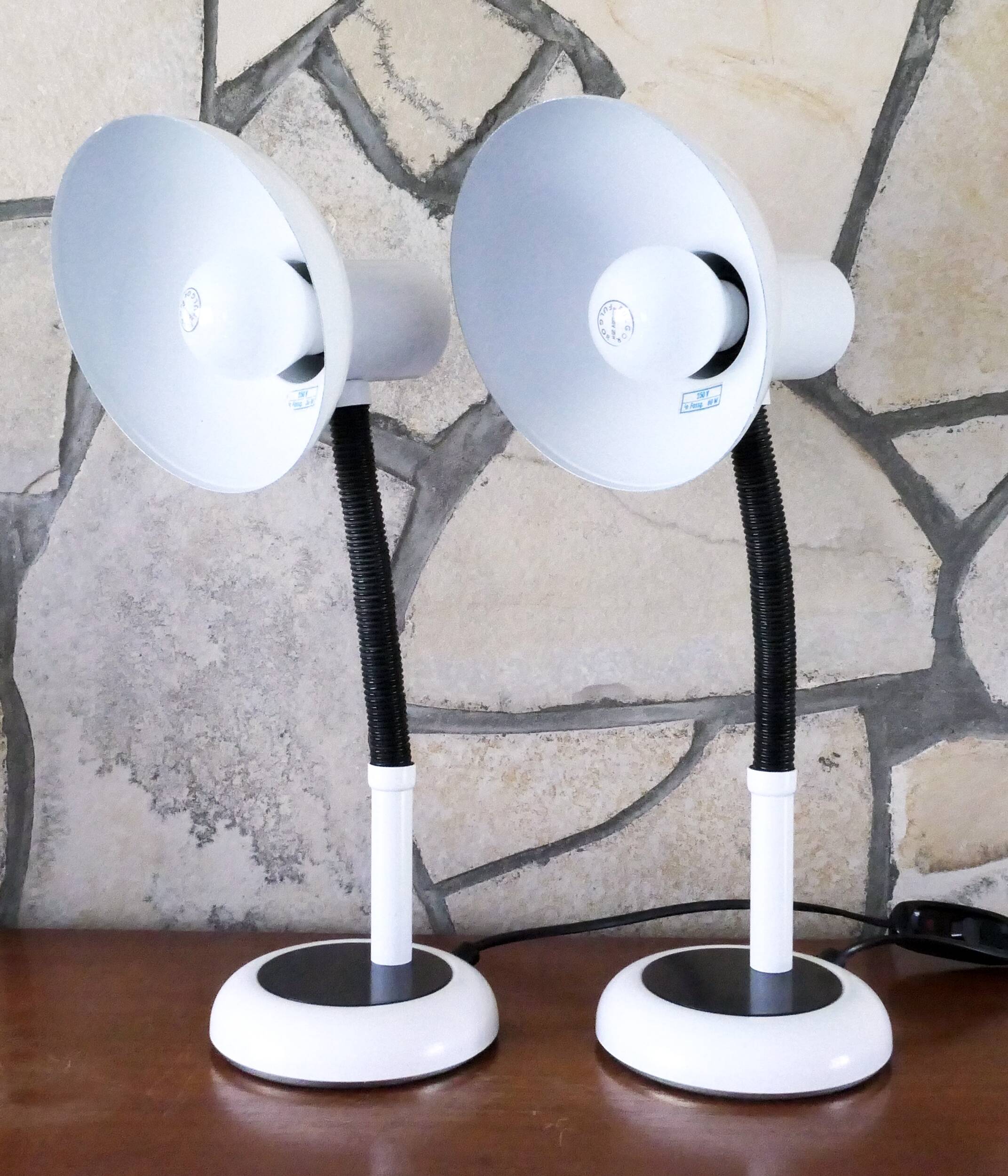 Pair of identical desk or bedside lamps 1970