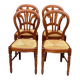 4 country-style medallion chairs in solid cherry with rush seats from the 1990s.