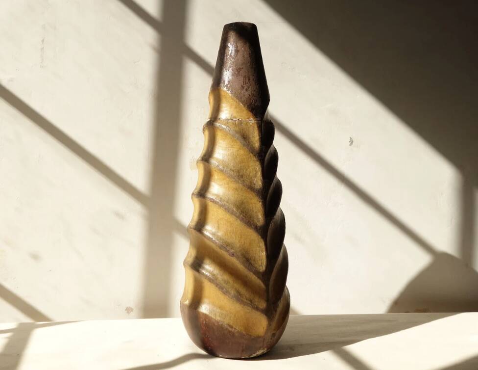 Handmade wooden African vase.