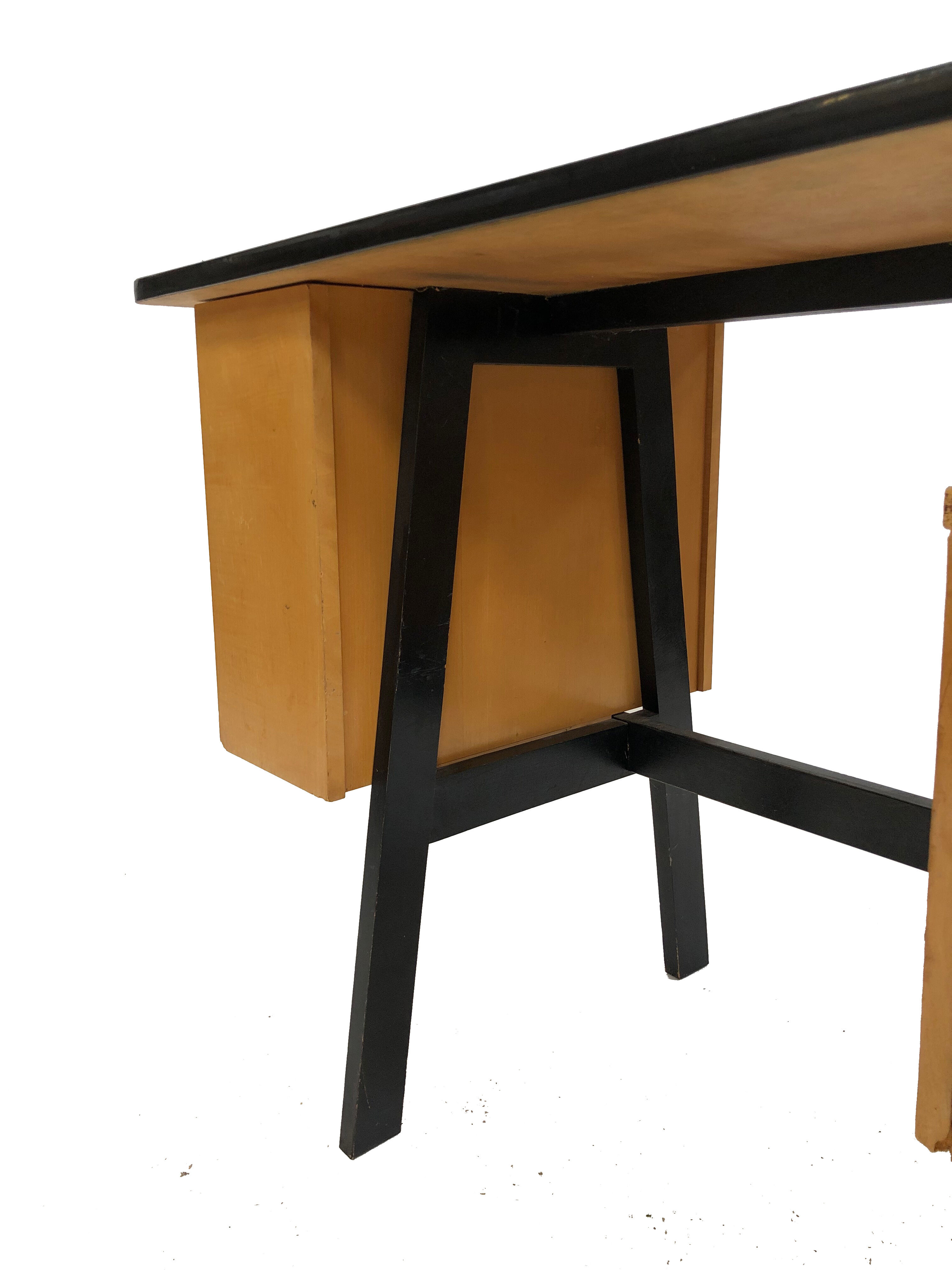 Vintage desk in birch veneer of years 60