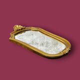 Antique wall mirror in gilded resin – back in red velvet