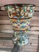 Vase cornet mosaique gerbino vallauris deco enfilade fleurs sechees