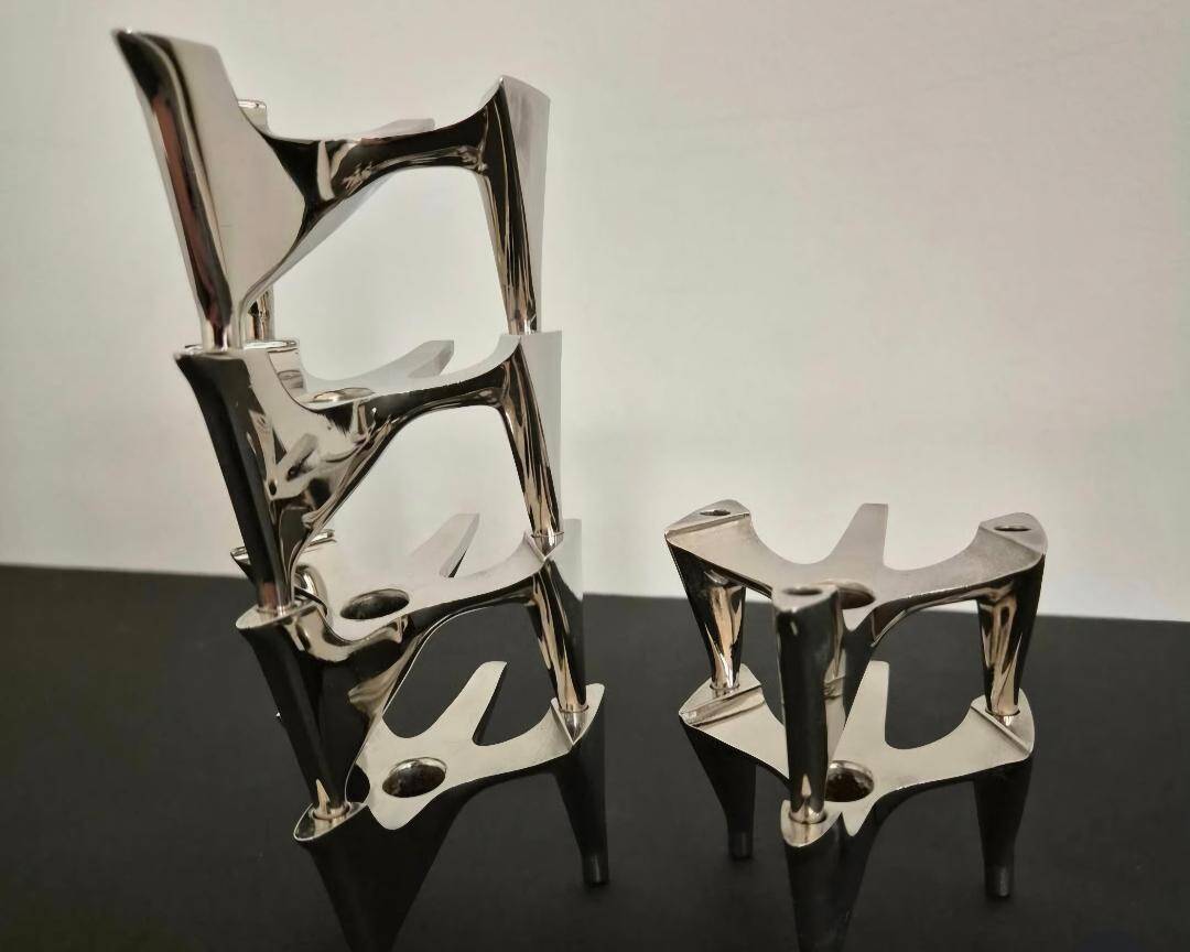 Vintage Fritz Nagel "Vogelflug" Chrome Candlesticks