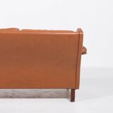 Canapé Wing en cuir cognac moderne danois des années 1970