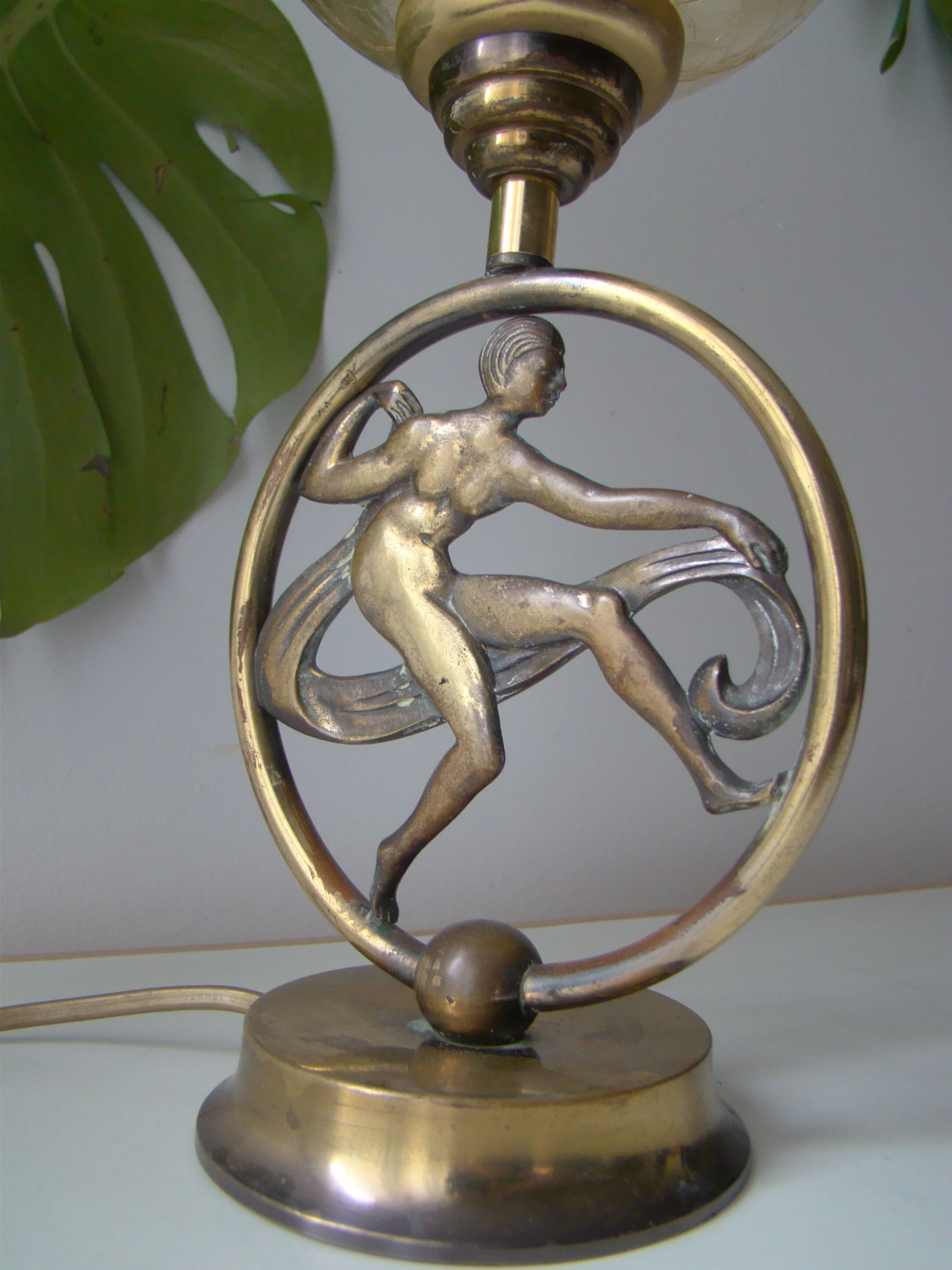 Art Deco golden brass lamp