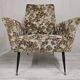 Pair of Mid-Century Design armchairs – jacquard upholstery with tapered legs
