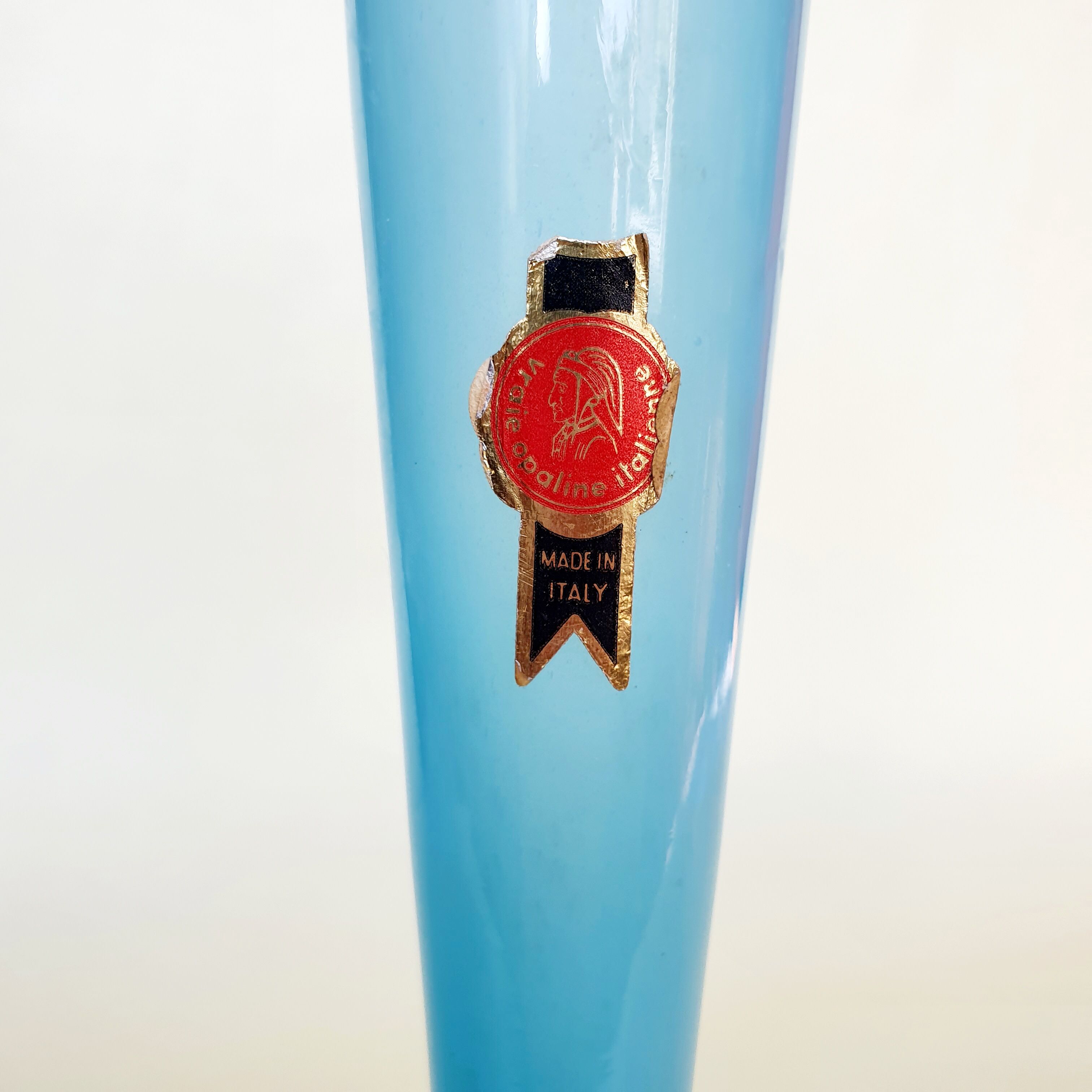 Soliflore vase in blue Italian opaline
