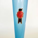 Vase soliflore en opaline italienne bleue