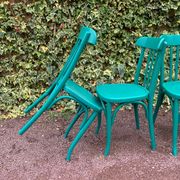 Set of 4 green bistro chairs