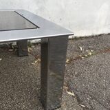 Coffee table vintage chrome glass circa 1970