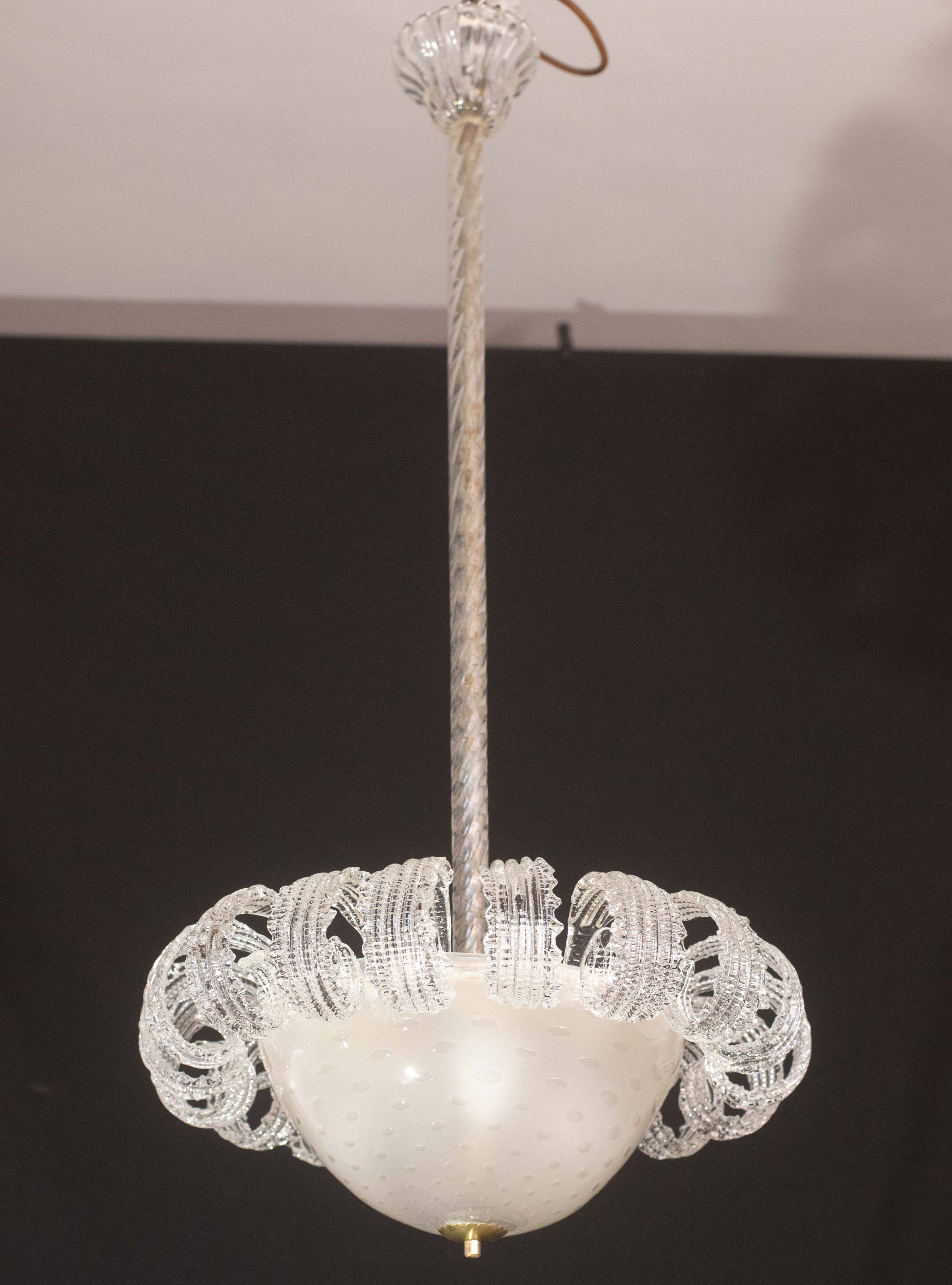 "The Queen" Italian Art Deco Chandelier by Ercole Barovier, 1940