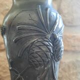 Tin vase with pine cones, F. Cortesi, early twentieth century