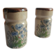 Set salière et poivrier en grès décor floral vintage