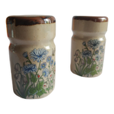 Vintage floral decor stoneware salt and pepper shaker set