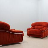 Vintage velvet armchairs Italy 1970s
