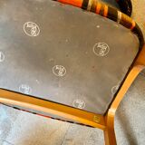 Suite of 6 self velvet striped chairs.