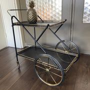 Vintage Italian brass and metal bar cart, 1950s