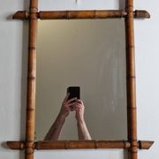 Turned wooden mirror in imitation of bamboo, from the 20s-30s, 54 x 65 cm