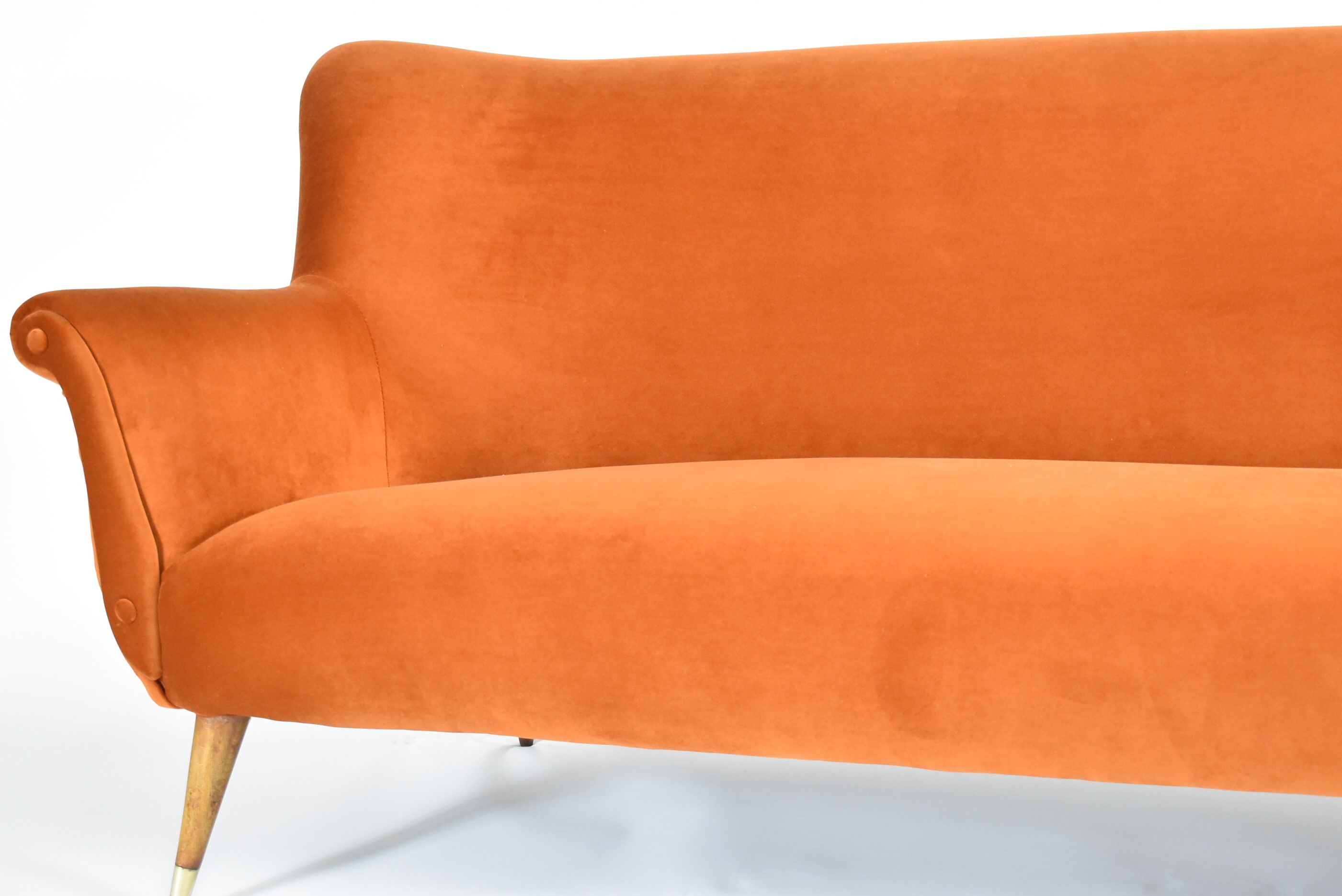 Vintage Three-seater velvet Sofa, Germany 1960s, rusty, restored