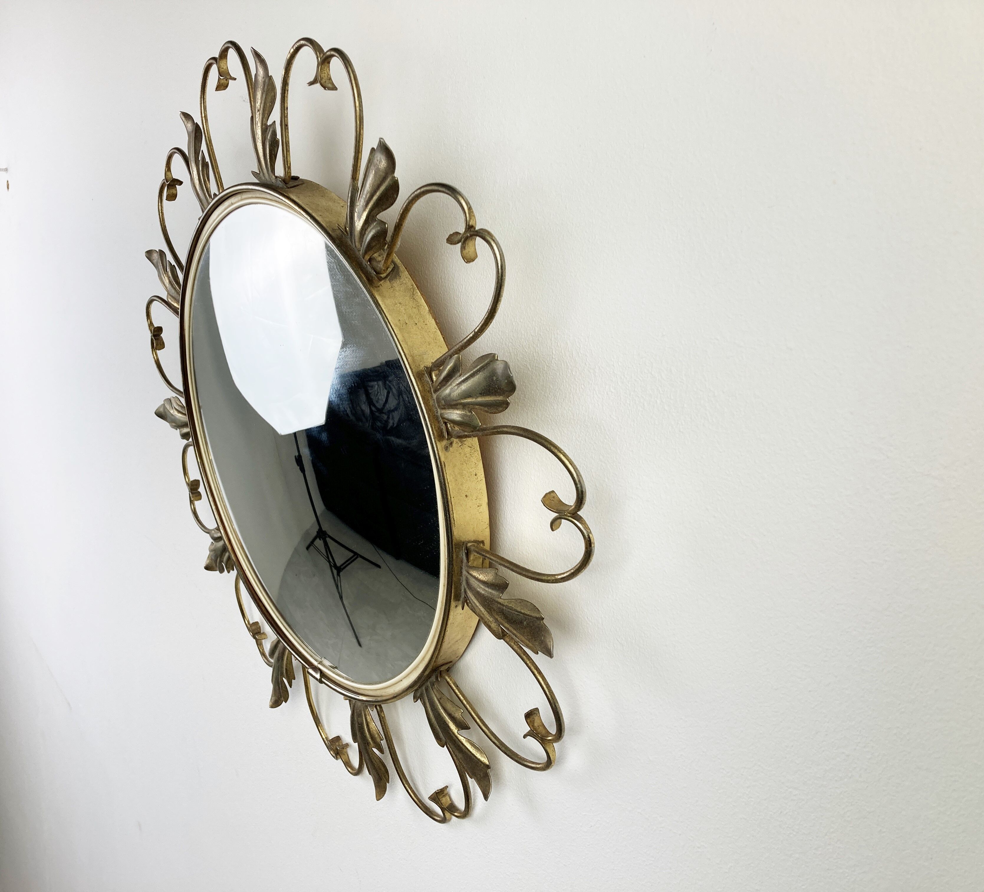Vintage brass sunburst mirror 46cm