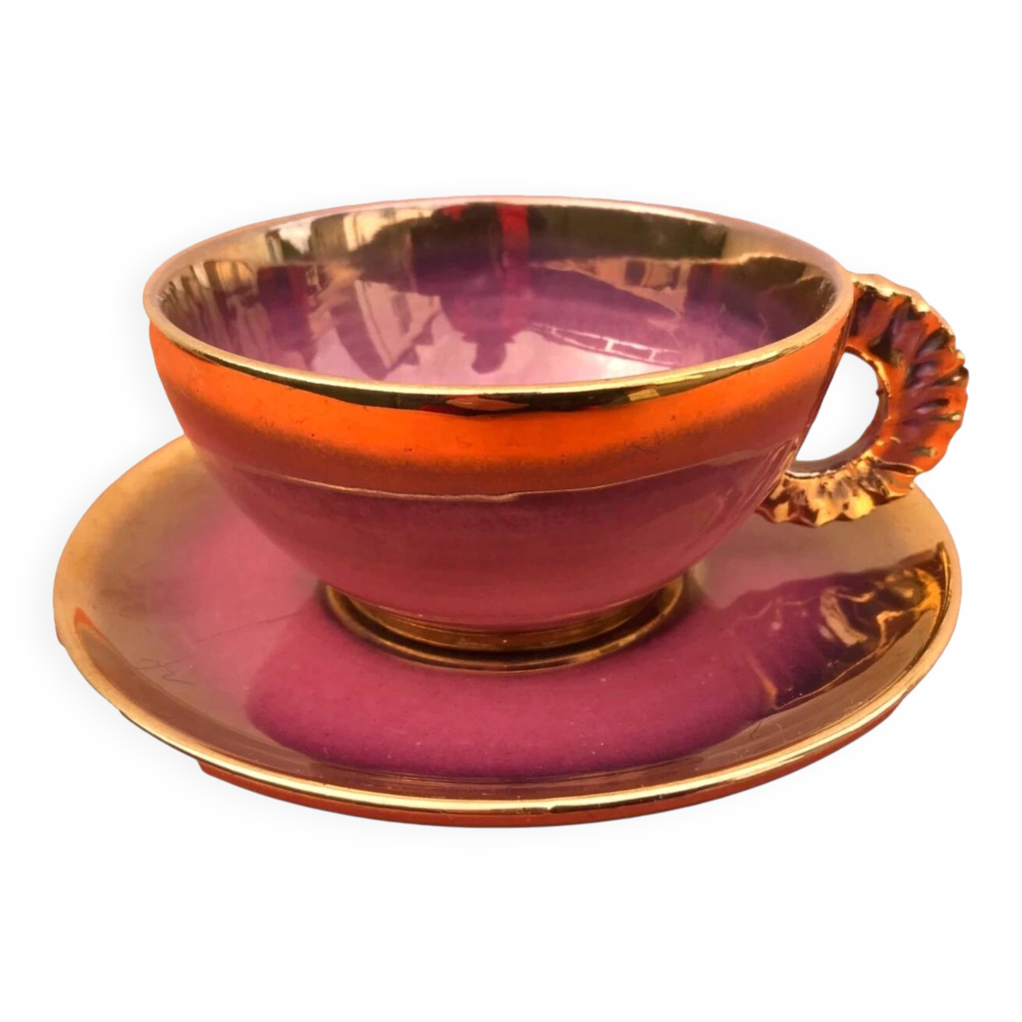 1960s Ceramic Breakfast Cup / Saucer in the Vallauris Style