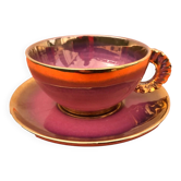 Tasse et soucoupe à déjeuner en céramique dans le style Vallauris, années 1960