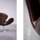 Vintage Mid-Century Modern Danish Brown Leather Swan Chair by Arne Jacobsen