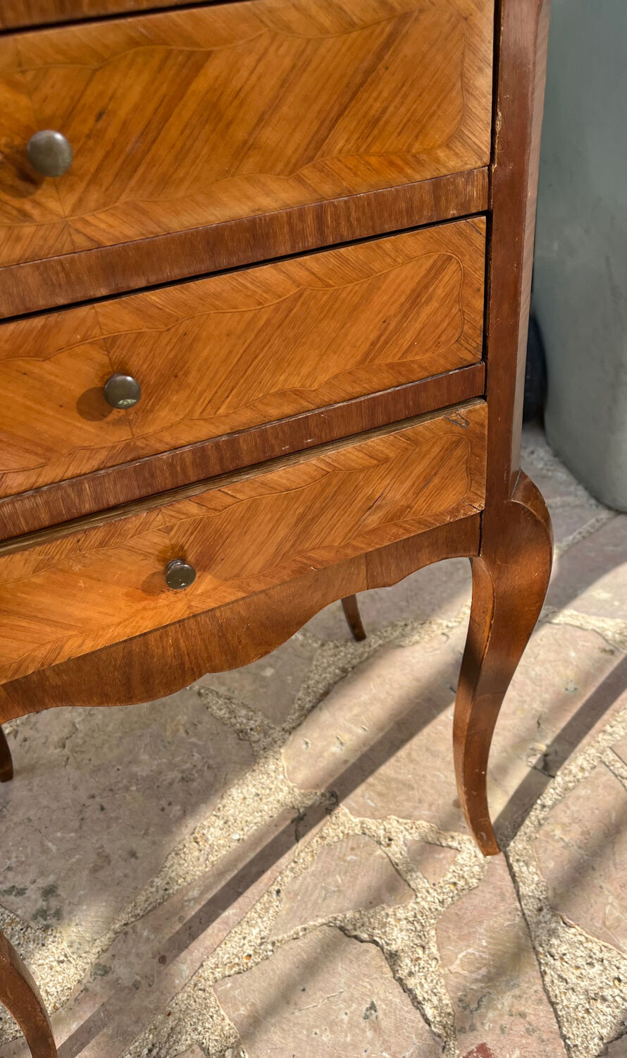 Old wooden bedside table