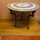 Mosaic garden table, gooseneck legs