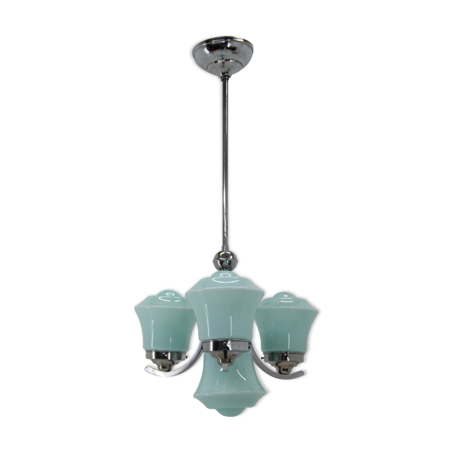 Blue art deco chandelier, 1930s