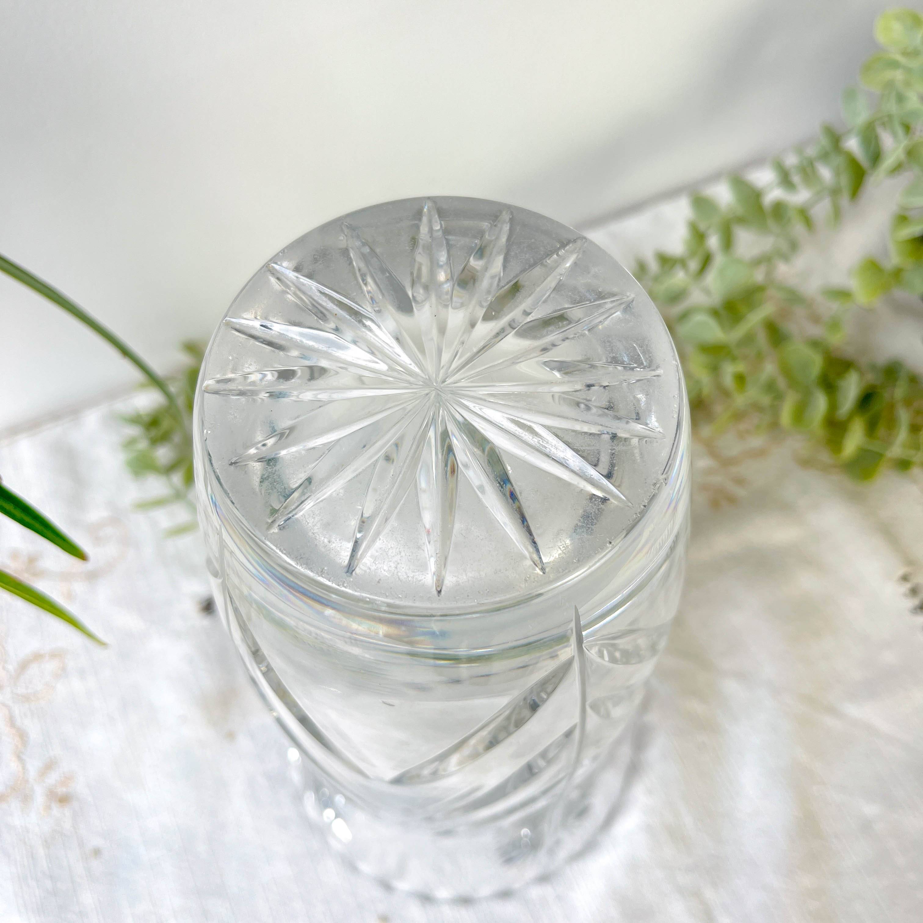 Vintage crystal vase with chiseled pattern