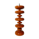 Bougeoir vintage en bois tourné orange