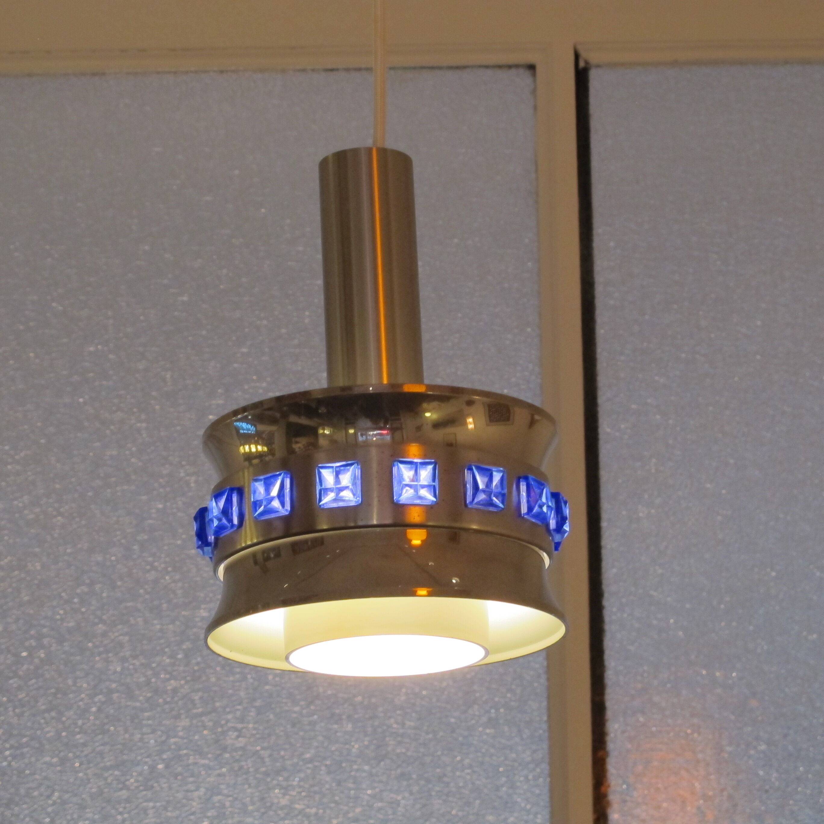 Pair of suspensions Space age around 1970 in Metal Chrome