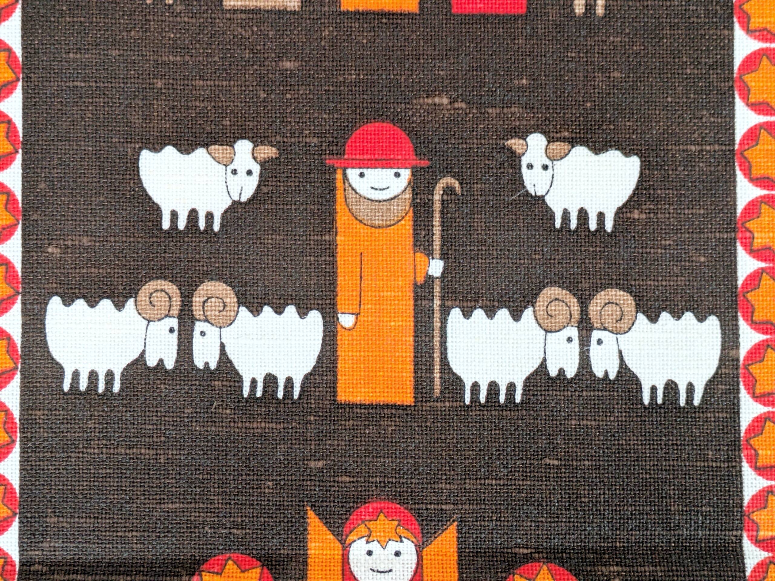 Södahl 1960s jute table runner, Nativity scene