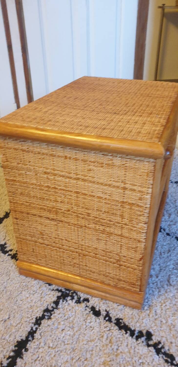 Pair of rattan bedside tables