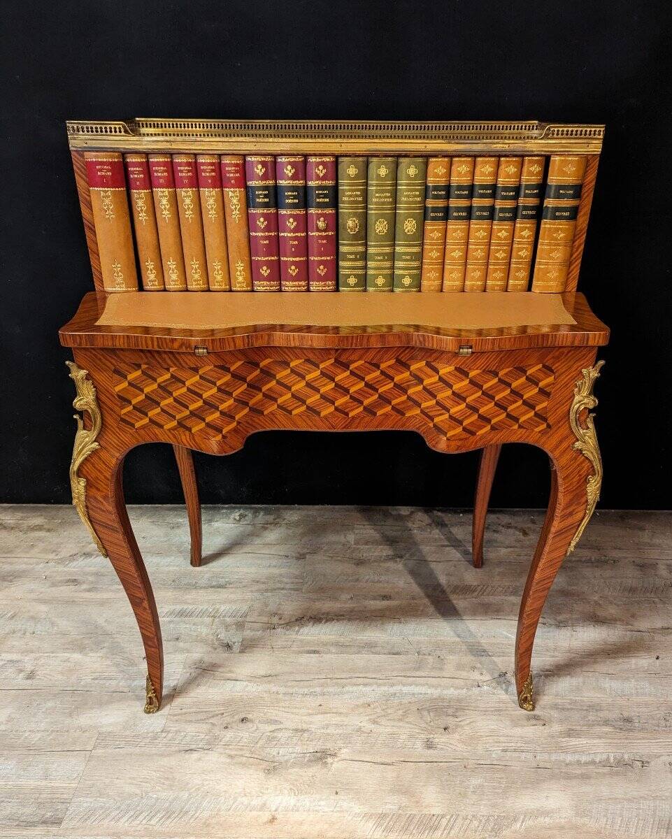 Louis XV Style Marquetry Stepped Desk