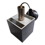 Vintage rectangular small Philips black metal hanging lamp / Dutch design cube / rare model mid-century modern 1970s with diffuser