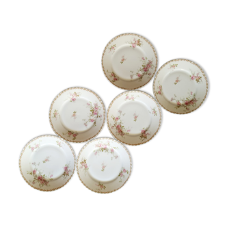 Lot de 6 assiettes plates en porcelaine de Limoges