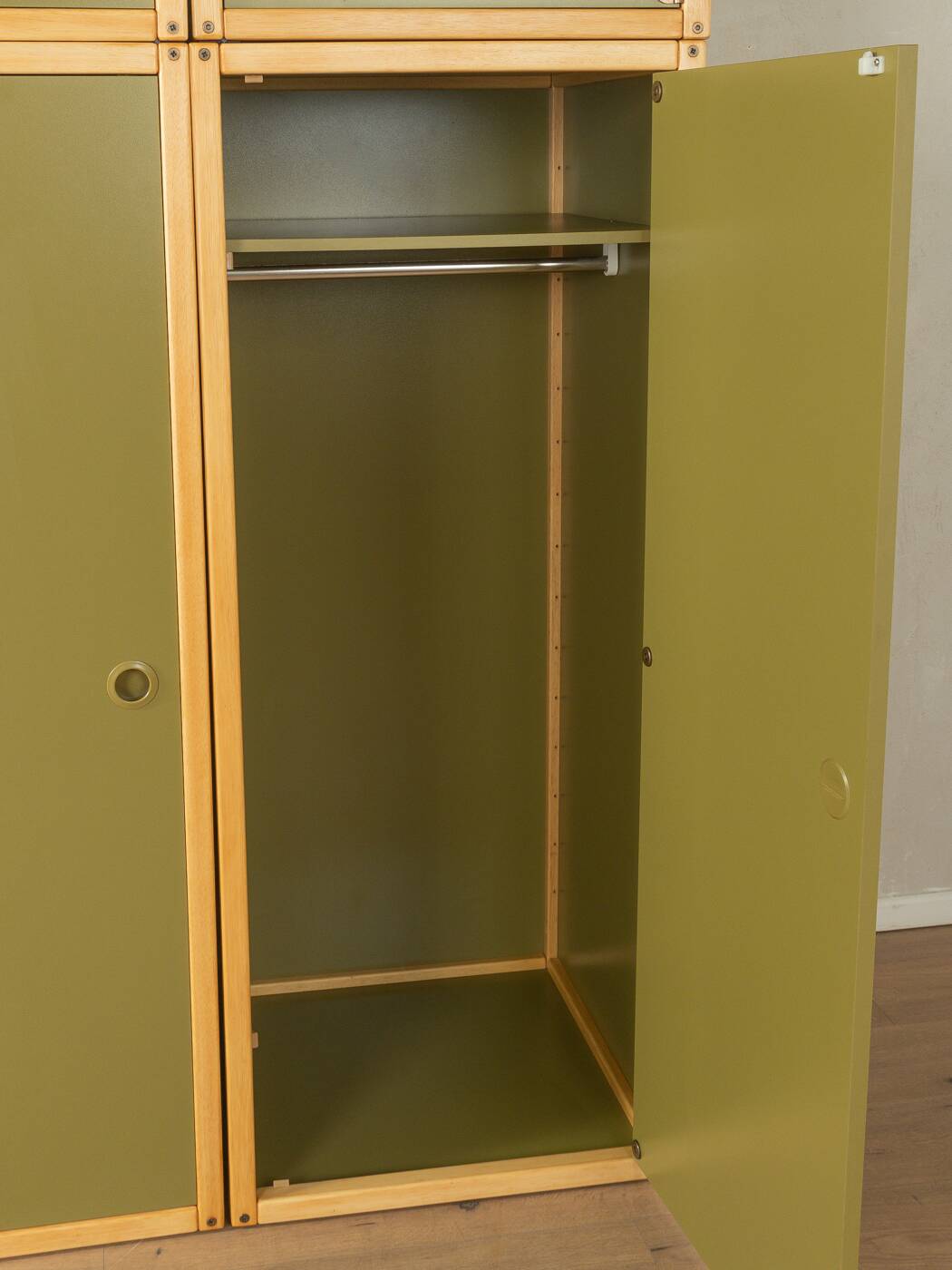 Système d'armoires Flötotto, années 1970, vert, hêtre, 4 pièces